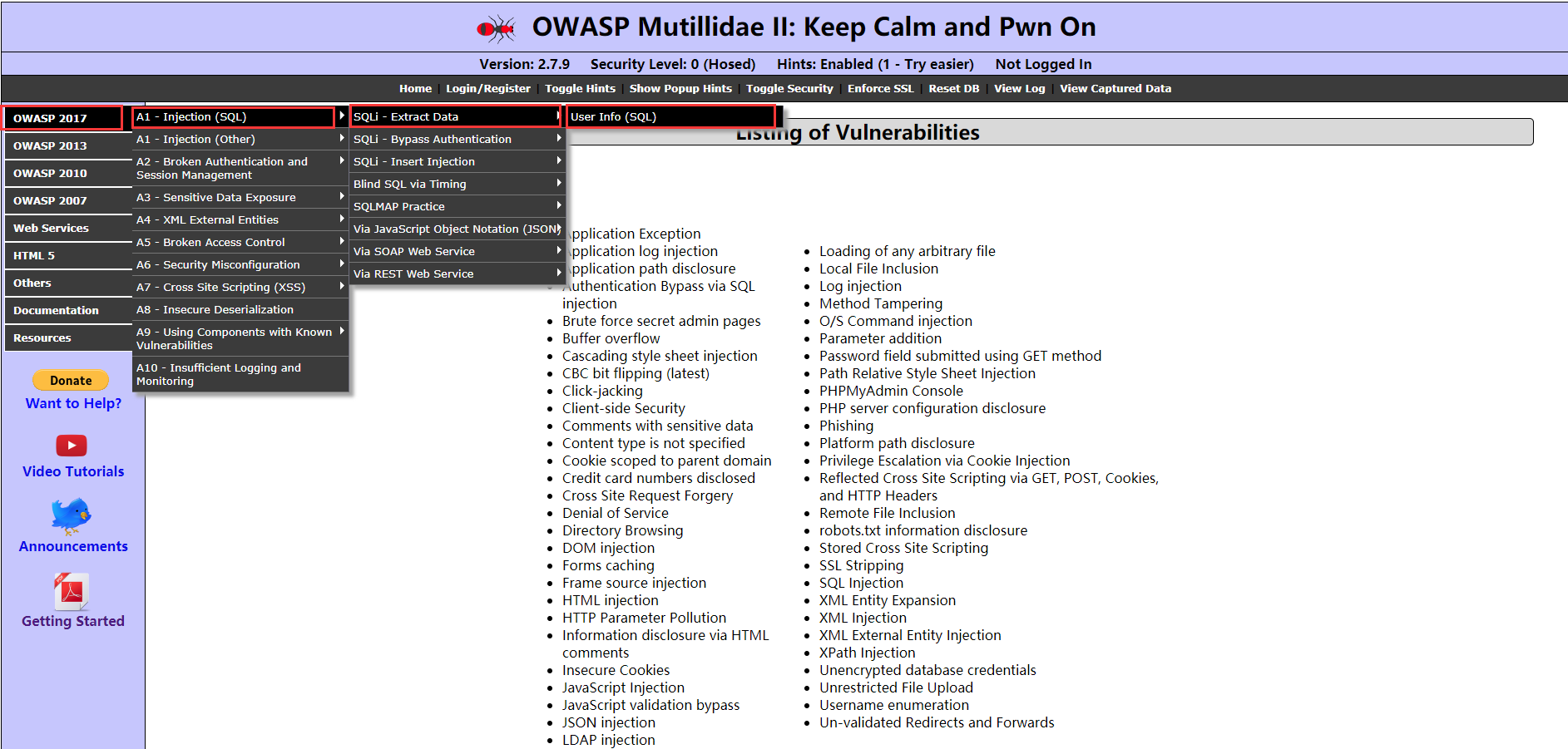 OWASP Mutillidae II