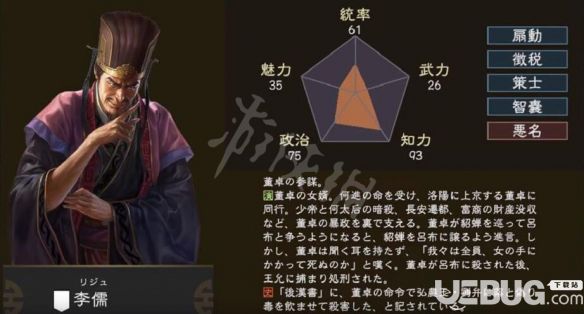 《三國志14》武將李儒屬性戰(zhàn)法怎么樣