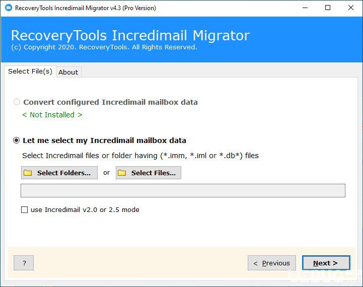 RecoveryTools Incredimail Migrator