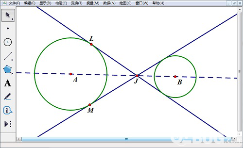 怎么使用幾何畫(huà)板畫(huà)兩圓的內(nèi)公切線