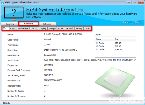 HiBit System Information(硬件信息檢測(cè)軟件)v2.0.15綠色版【2】