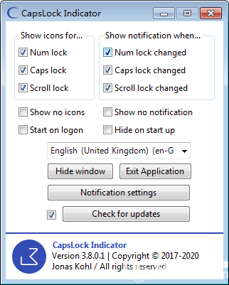 CapsLock Indicator(鍵盤指示燈提示軟件)