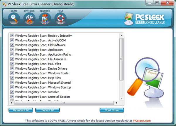 PCSleek Free?Error Cleaner