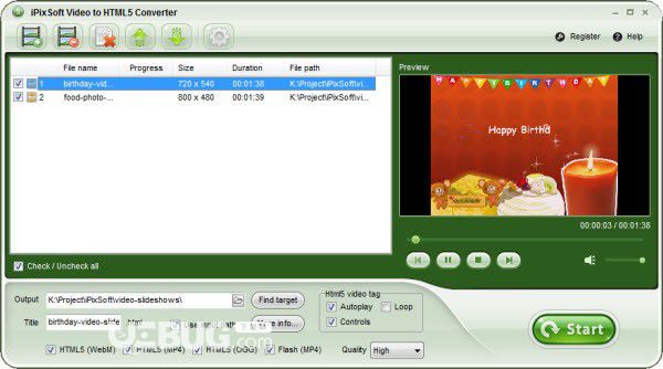 iPixSoft Video to HTML5 Converter v3.0.0免費(fèi)版【2】