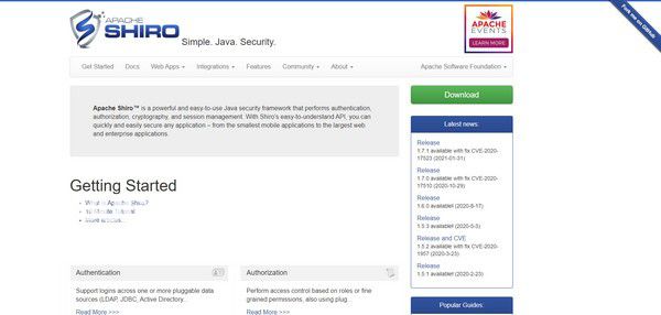 Apache Shiro(Java安全框架)v1.7.1免費版