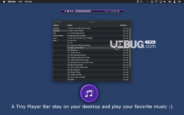 Mini Bar(迷你MP3播放器)v1.0 Mac版【2】