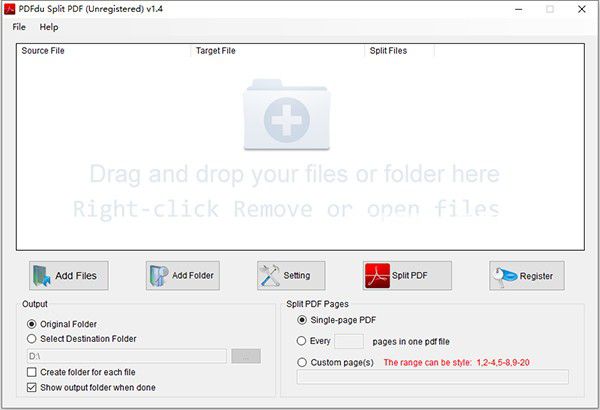 PDFdu Split PDF(PDF文件拆分工具)v1.4免費(fèi)版