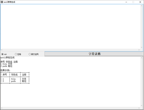 ascii表格生成