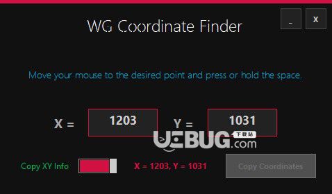 WG Coordinate Finder(鼠標(biāo)光標(biāo)坐標(biāo)位置查找工具)